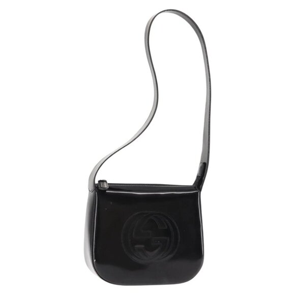GUCCI Shoulder Bag Patent leather Black Auth - Picture 1 of 15